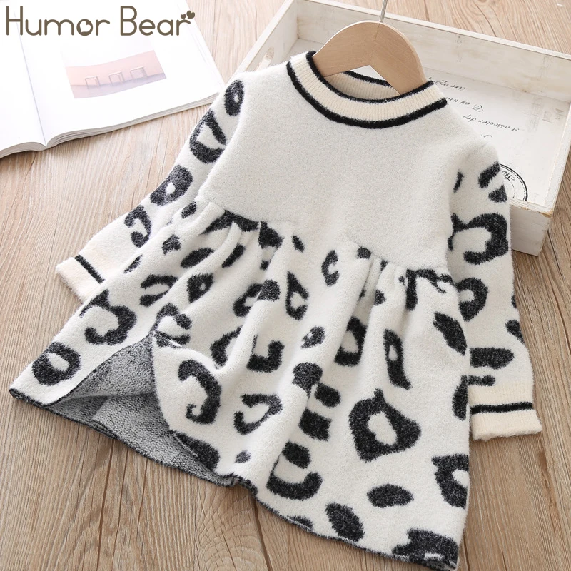 Humor Bear/Новинка г.; осенне-зимнее платье-свитер для девочек; детская одежда; детский трикотажный костюм-свитер для девочек