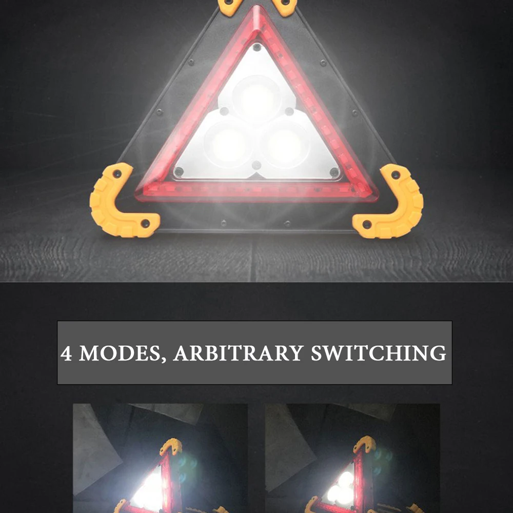 

ECAHAYAKU MultifunctionalTriangle LED Emergency Warning Lamp Flood Light LED Work Light Traffic Emergency Park Warning Light USB