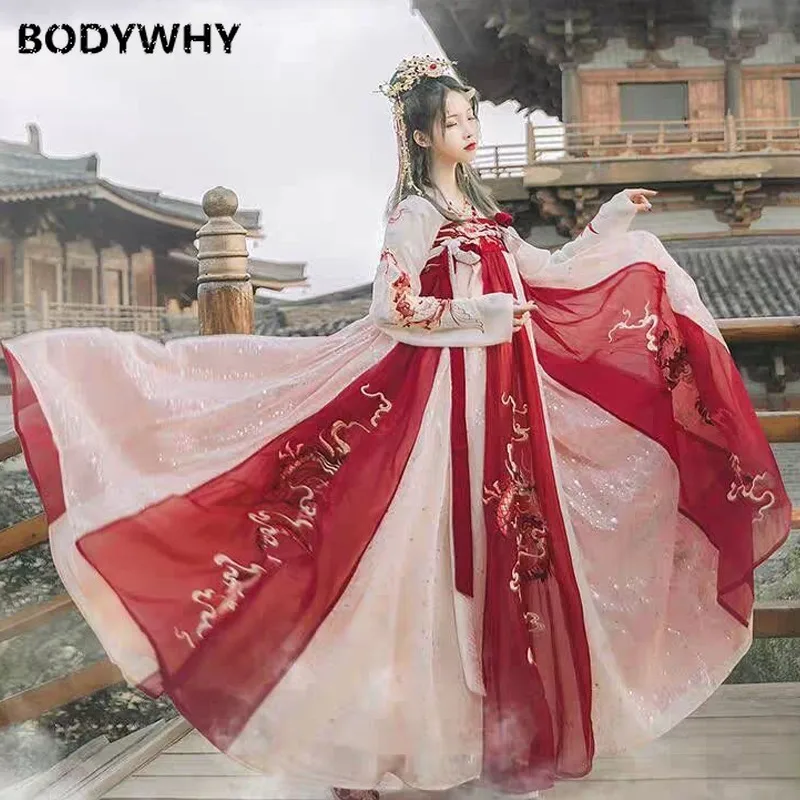 

Китайский Косплей HanFuTop юбка платье 2020 новый красный Hanfu для женщин древние люди представление качели танцор сценический костюм