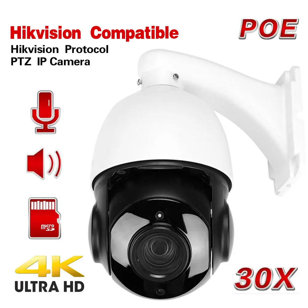 

8MP 4K POE PTZ IP Camera 5MP 30X ZOOM Waterproof Speed Dome Camera Outdoor IR 60M H.265 CCTV ONVIF Alert Two Way Audio