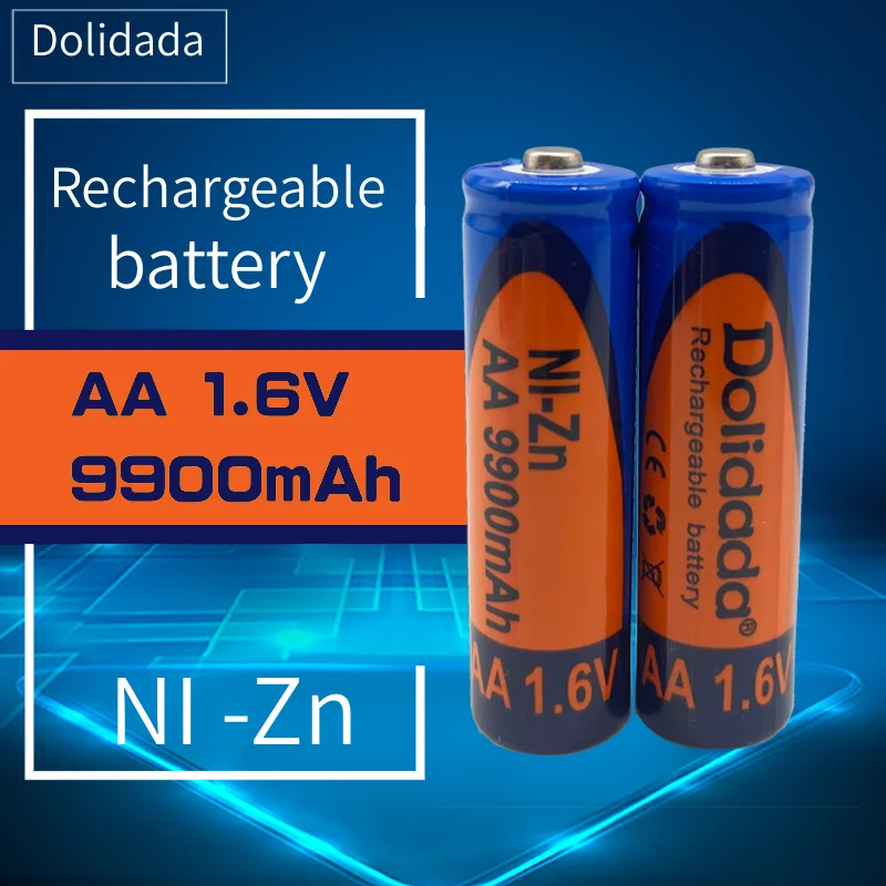 

Dolidada new AA rechargeable battery 9900mah 1.6V AA NI Zn Battery New Alkaline Rechargeable battery for led light toy mp3