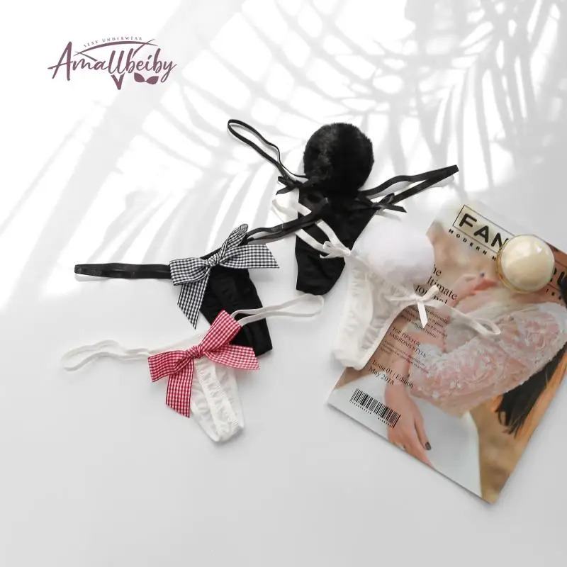 Милый зайчик хвост трусы сексуальные стринги для Для женщин Косплэй кролик с