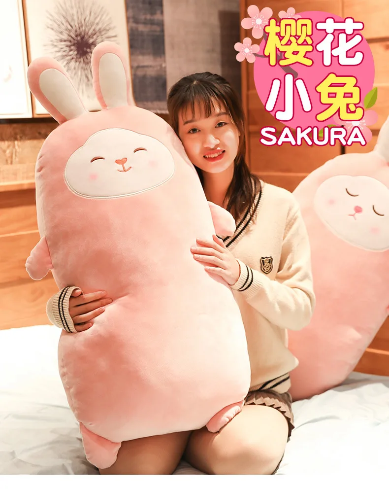 

55cm/1M super soft giant plush rabbit pillow pink rabbit smile bunny plush animal pillow cushion gives girlfriend a sweet gift