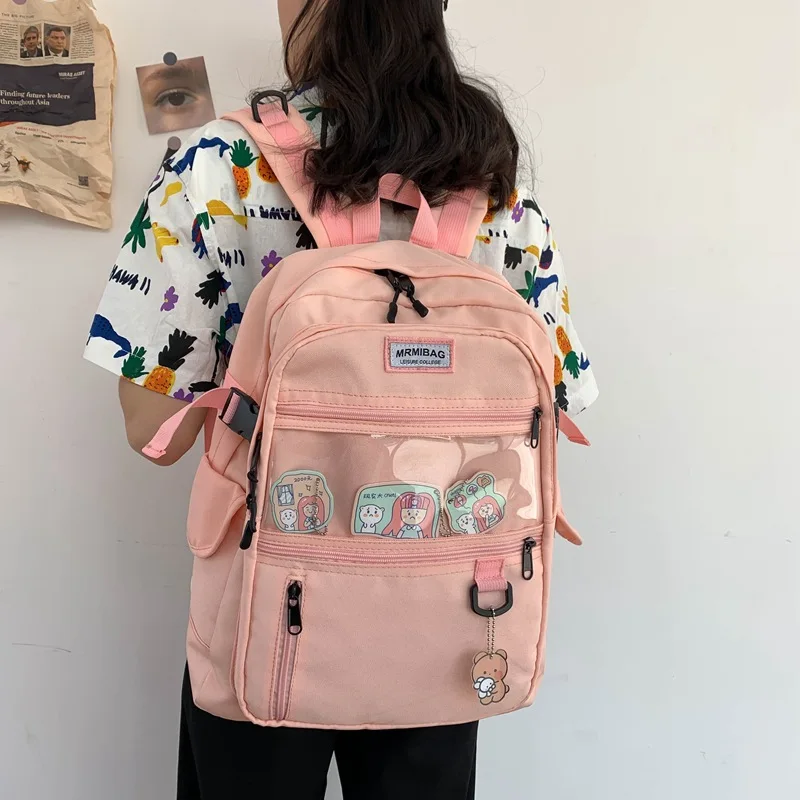 

Женский школьный ранец в Корейском стиле Харадзюку, многофункциональный вместительный рюкзак из ткани Оксфорд, универсальная уличная доро...
