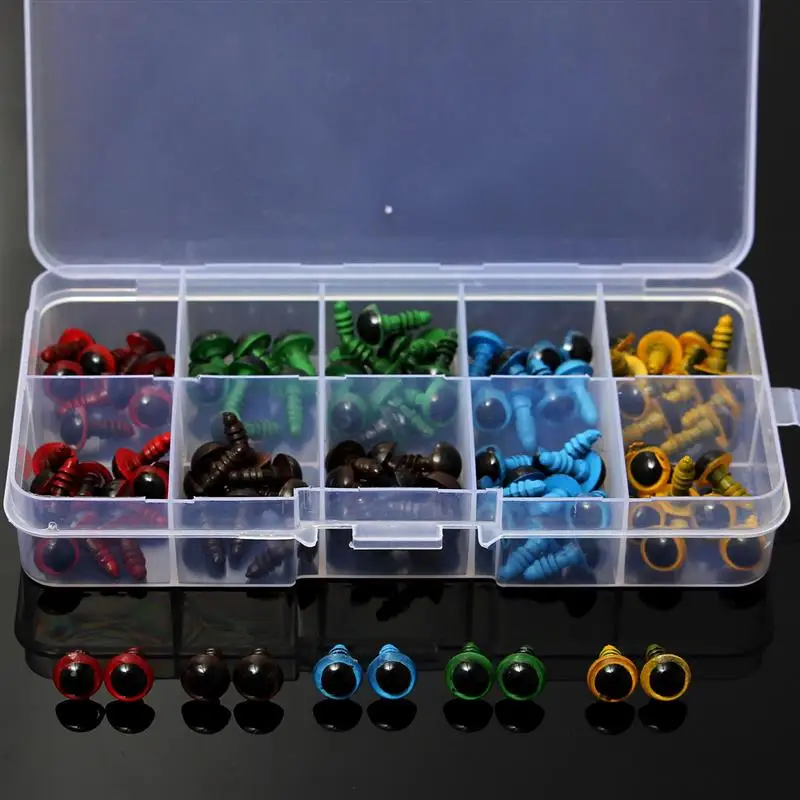 Оптовая продажа 100 шт/50 пар 5 цветов микс 8 мм пластиковая безопасная коробка для