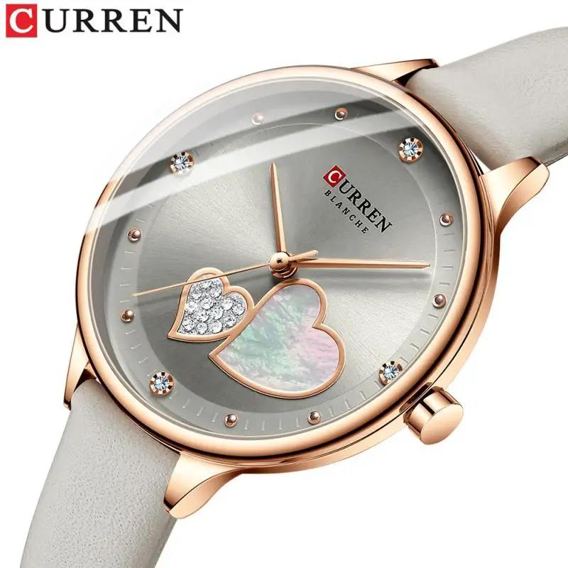 

Curren Watches Women Fashion 2021 Leather Quartz Wristwatch Charming Rhinestone Female Clock Zegarki Damskie