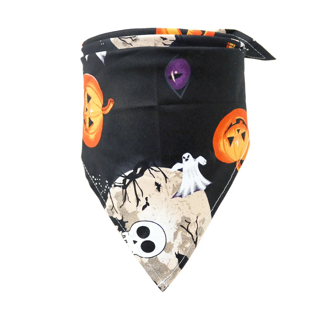 

Dog Triangle Scarf Halloween Skull Clothes Pet Saliva Towel Pumpkin Printed Scarf Ornament Pet Clothes
