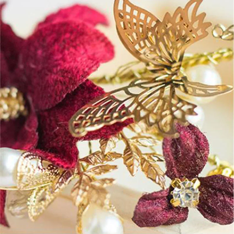 Свадебные головные уборы свадебные красного цвета с искусственным жемчугом и