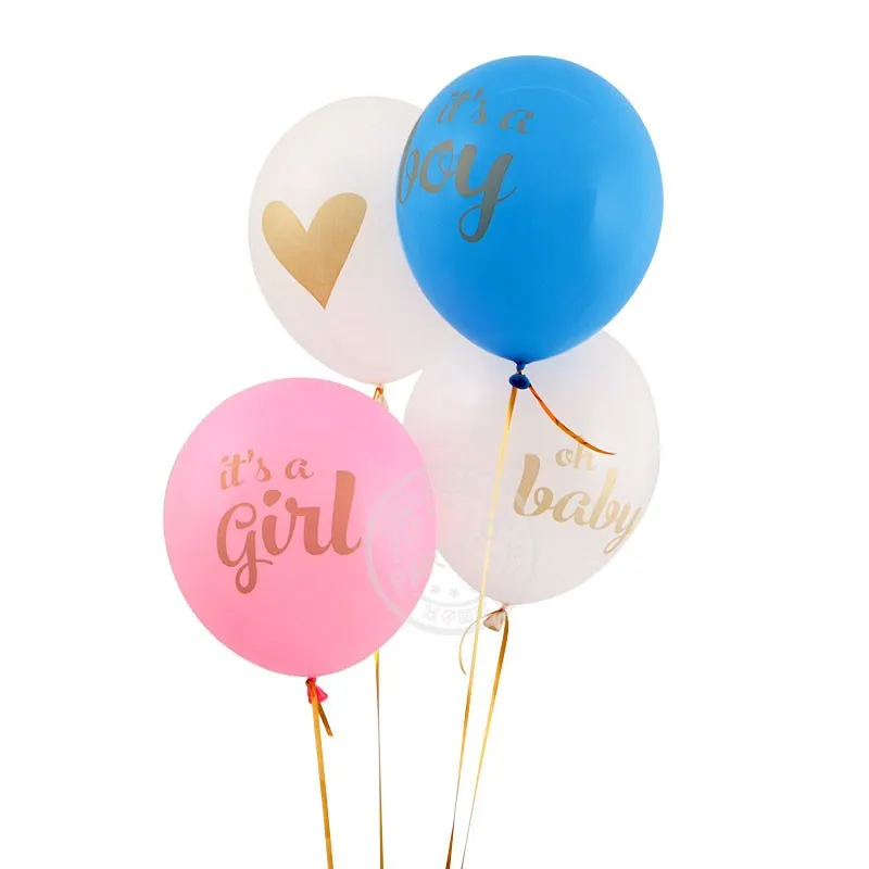 

10 pcs/lot Baby Shower Decorations Gender Reveal Party It's a Boy or Girl Party Decor Supplies printed light pink blue balloons