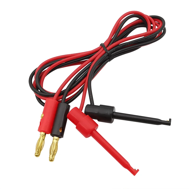 

1Pair 1M Gold Plated 4mm Banana Plug to Test Hook Clips Cable Wire Equipment Connector for Multimeter Red & Black