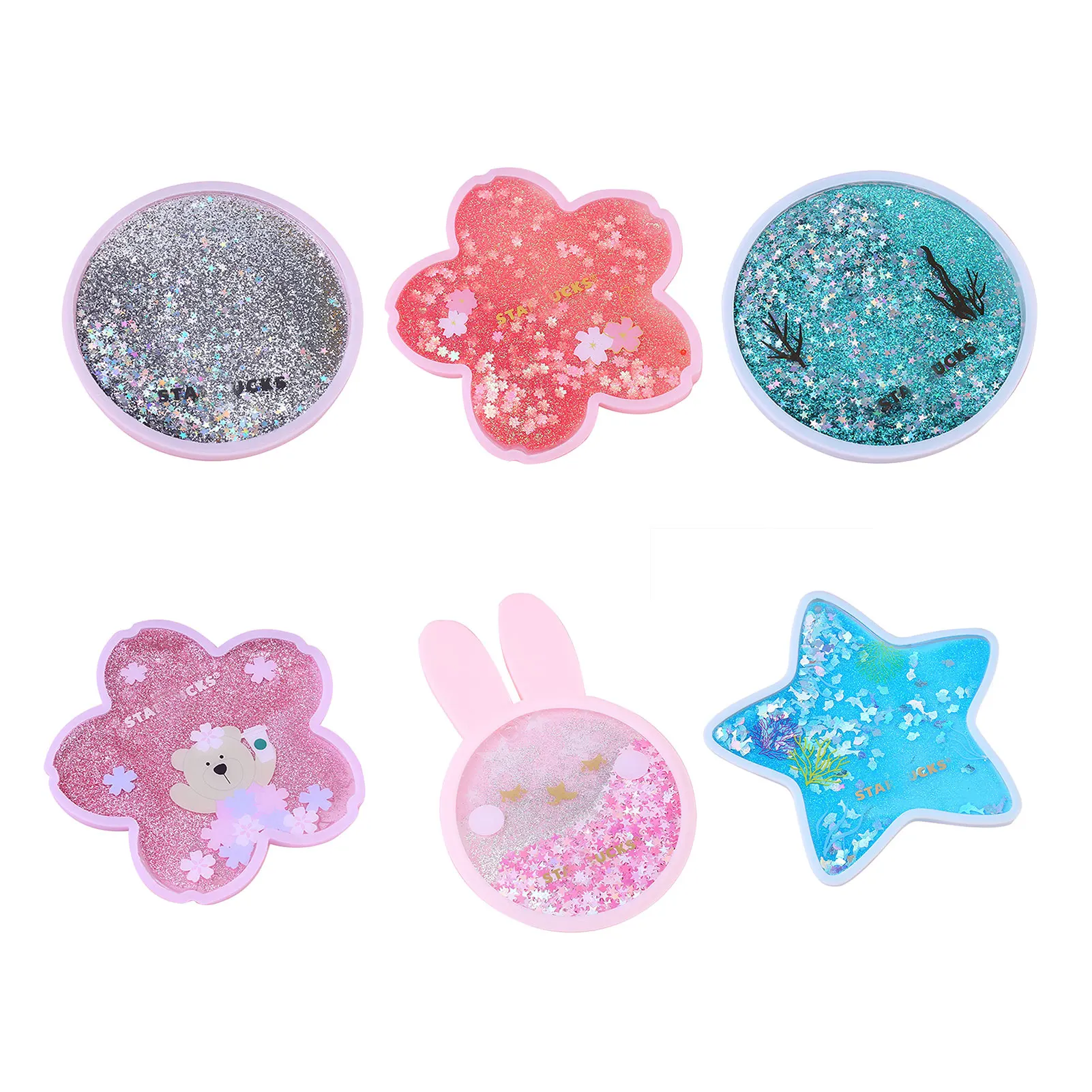 

Cartoon Silicone Anti-scalding Non-slip Coaster, Ocean Rainbow Cherry Coaster, Fast Sand Flow Beverage Coaster, Table Decoration