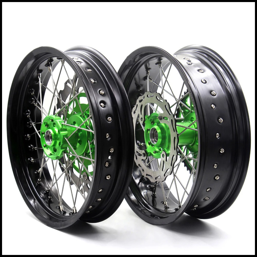 3 5/4 25 полный набор дисков Supermoto для KAWASAKI KX 250F 2006 2018 KX450F Supermotard Green Sprocket Hub|supermoto