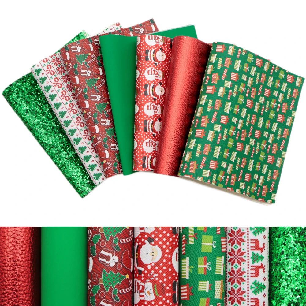 Рождественский набор тканей из искусственной кожи David accessories 7 шт./компл. 20*33 см DIY