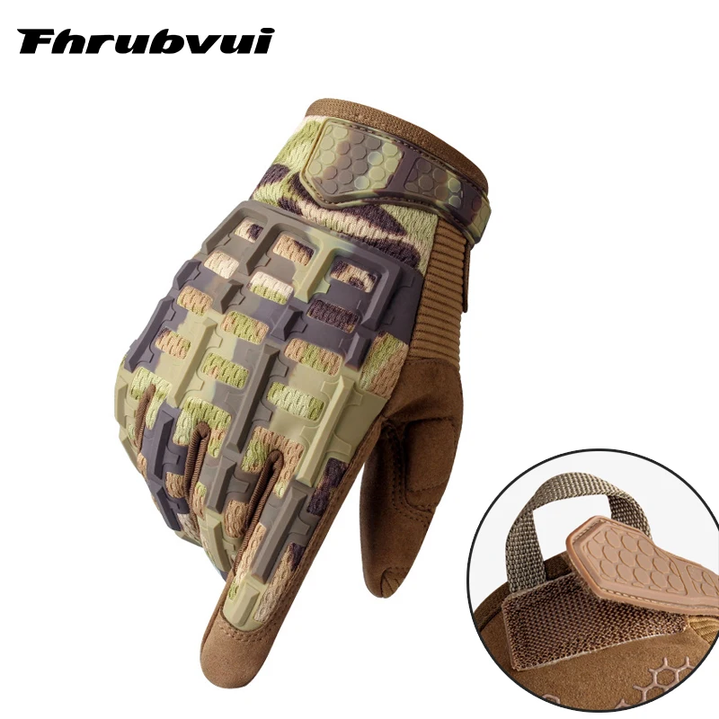 

Full Finger Long Glove Tactical Rubber Knuckle Gloves Black Camo Army Military Airsoft Outdoor Sport Biking Cycling Driving Men