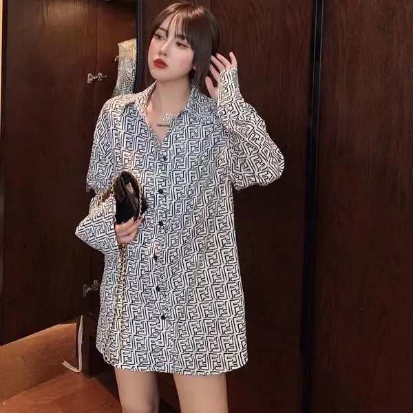 

Spring/summer 2021 comfortable leisure trend printed shirt female long coat joker port of the wind is prevented bask in clothes