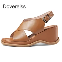 dovereiss fashion summer womens shoes elegant platform genuine leather wedges waterproof sandales sexy consice party shoes