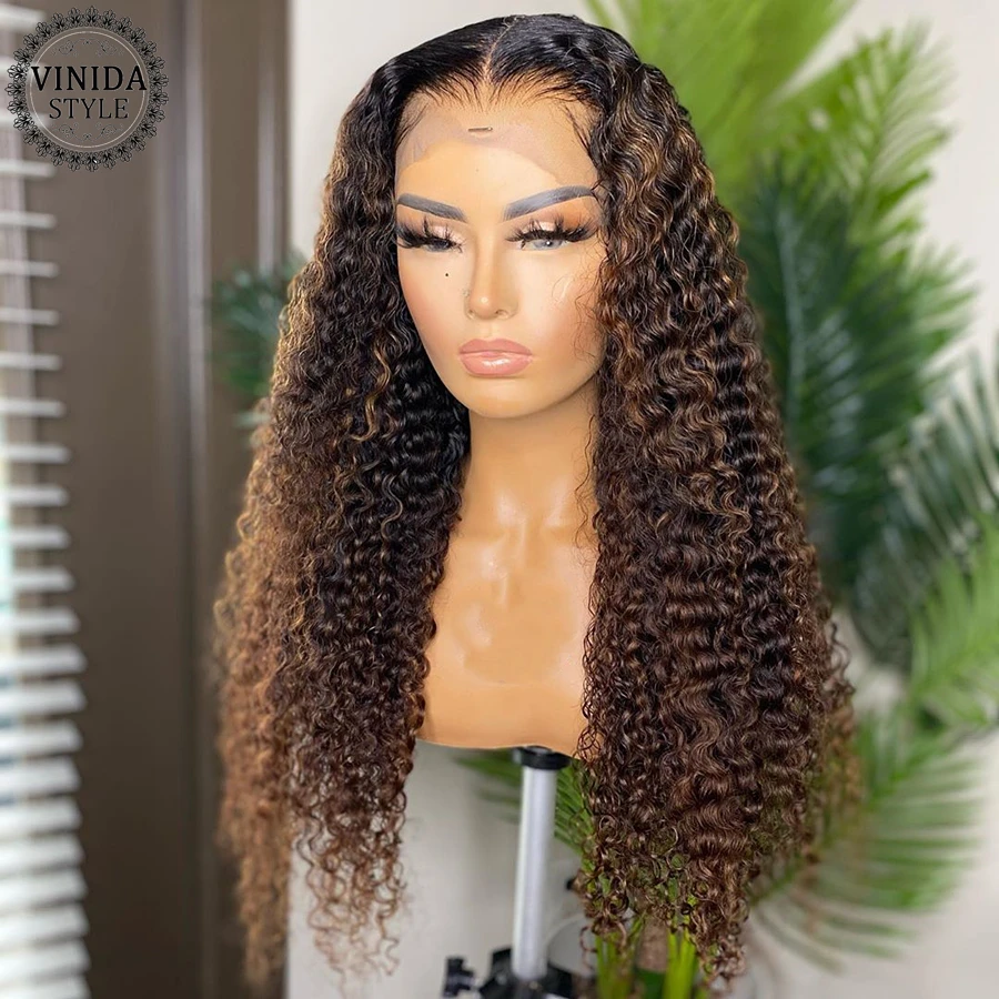 Парики из натуральных волос VINIDA вьющиеся 13 х6 T плотность 150% с застежкой сверху