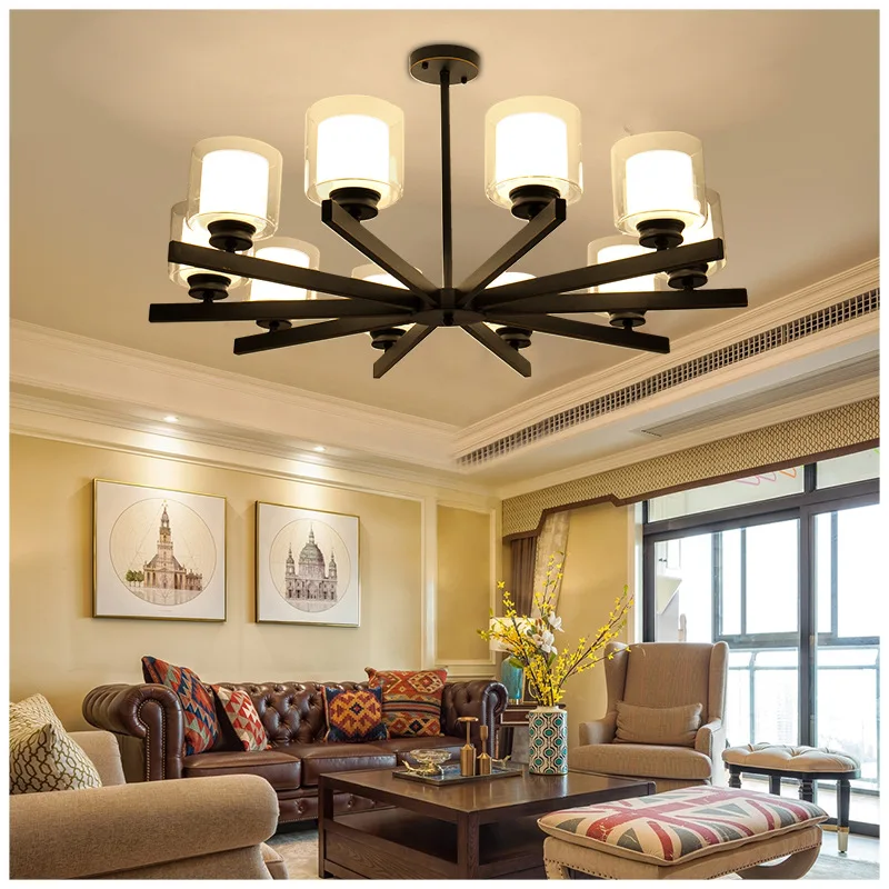 Роскошная люстра LukLoy в стиле ретро черная стеклянная лампа для гостиной