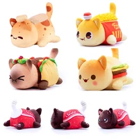 cute meow meows plushe doll aphmau plush toy coke french fries burgers bread sandwiches cat sleep pillow childrens gifts decor