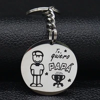 2021 fashion te queremos papa silver color key chains stainless steel keychains for women jewelry keychain charms anime