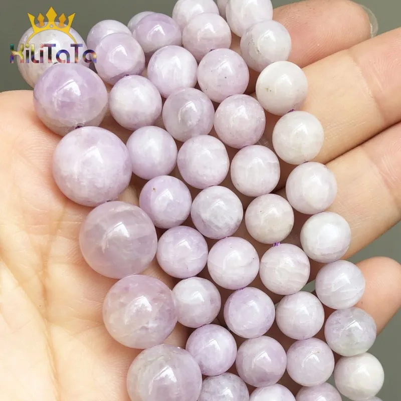 Круглые натуральные фиолетовые Spodumene Kunzite каменные бусины россыпью для самостоятельного изготовления ювелирных изделий браслет ожерелье 8 10 12 мм 7,5 дюймов Новинка