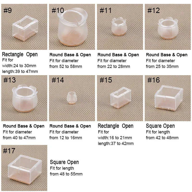 

10pcs Silicone Rectangle Square Round Chair Leg Caps Feet Pads Furniture Table Covers Wood Floor Protectors SDF-SHIP