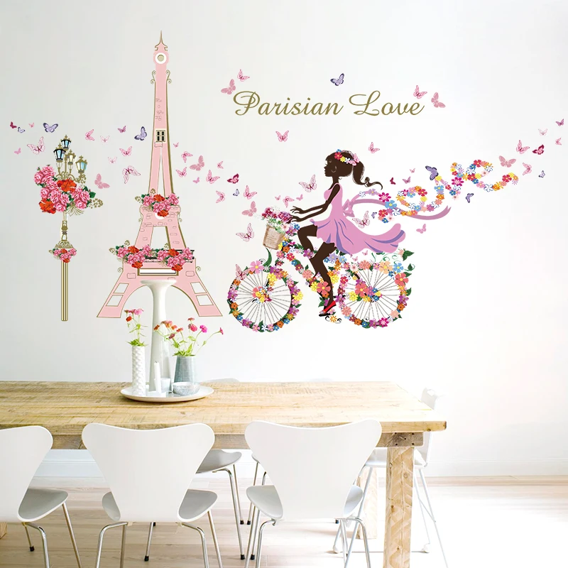 Романтическая Наклейка на стену в стиле Парижа для детской комнаты Эйфелева