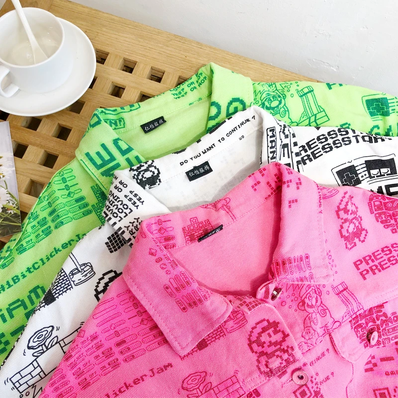 

Spring Fashion Women Denim Jacket Students Casual Short Coat Korean Letters Print Jeans Jacket High quality Jacket Female Tide