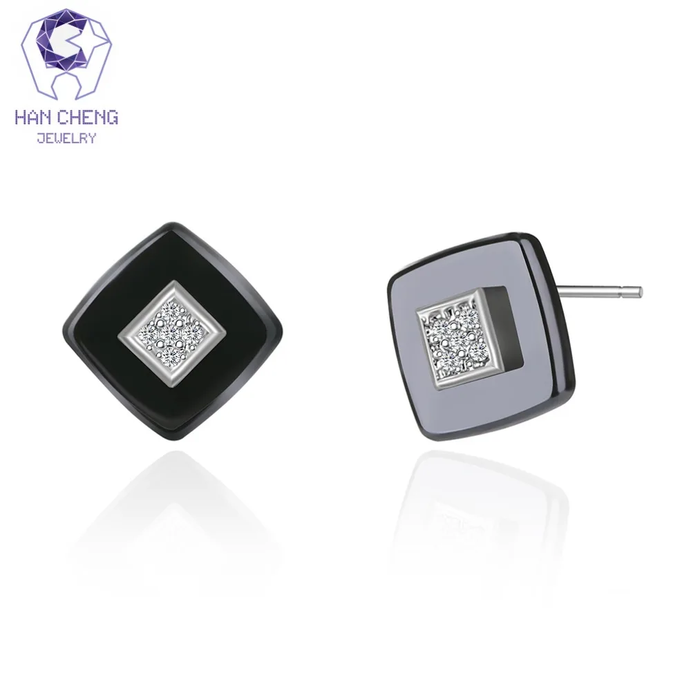 HanCheng новые модные золотые серьги гвоздики с цирконом и драгоценным камнем