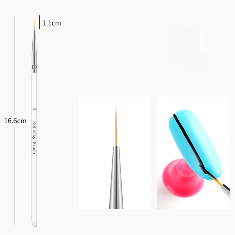 3 шт./компл. Kolinsky кисть для дизайна ногтей Кристалл акриловая тонкая фотография
