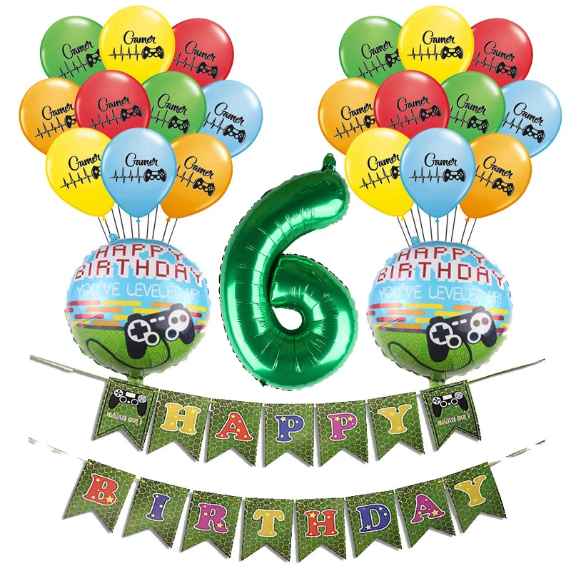 1Set 6 1 Набор игровой ручки контроллер Латексные Шары Баннер овсянка с днем рождения флажки для украшения овсянки Игрушки для мальчиков детские шары - Color: 1Set 6