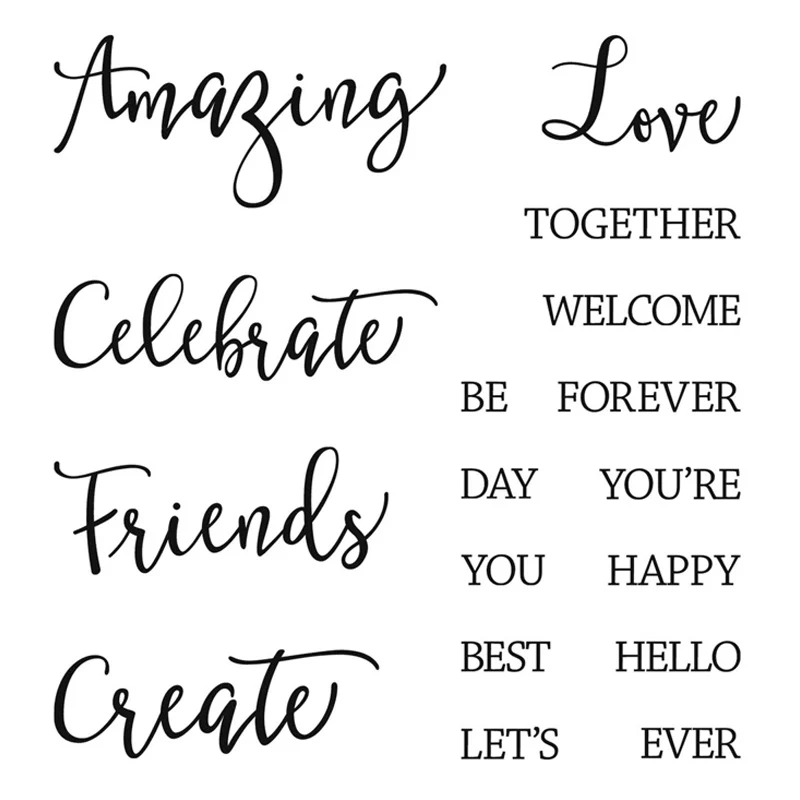 Прозрачные штампы Создайте с друзьями элегантное сопряжение шрифтов