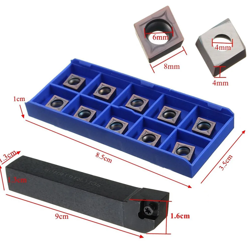 

10 шт. CCMT09T304 высококачественные карбидные вставки SCLCR1616H09 держатель или токарный станок наборы токарных инструментов