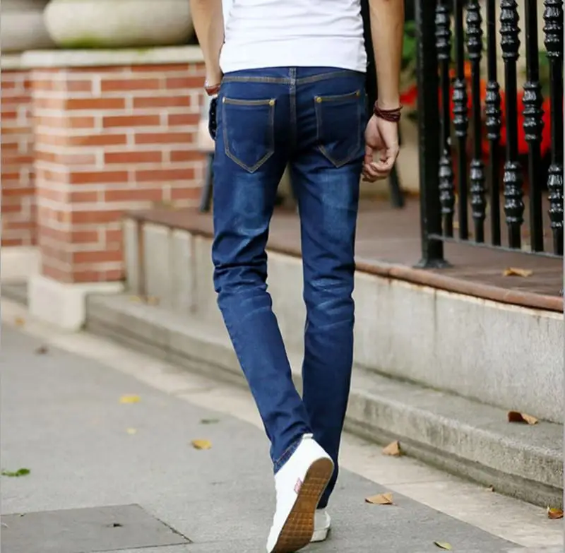 

Mens New Brand Skinny Jeans 2019 Spring Streetwear Casual Single-breasted High Waist Stretch Straight Pants Plus Size