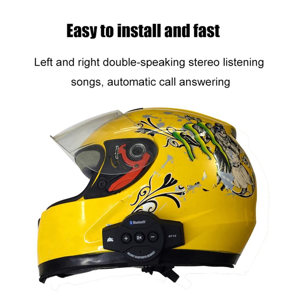 

BT10 Soft Long Standby Bluetooth Riding Helmet Headset Music Motorcycle Interphone Hands Free Universal With Microphone Outdoor