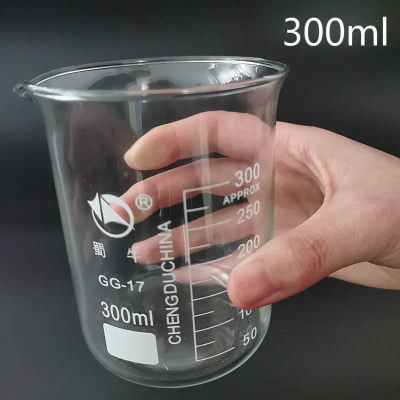 

1pcs High Quakity 300ml Glass Beaker Graduated Transparent Borosilicate Glass Beaker