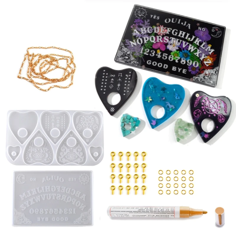 

2 упаковки готические формы Ouija-доски и доски для смолы Ouija-настольная игра силиконовые формы для эпоксидной смолы литые художественные изде...