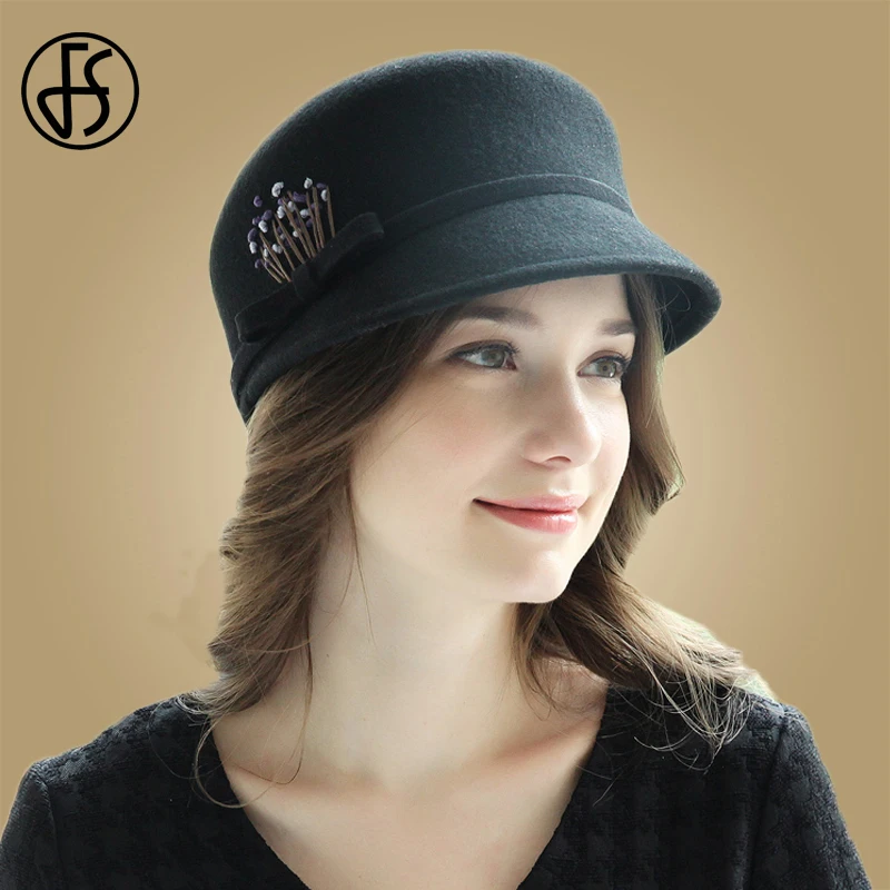 FS осенне зимняя шапка с неровными полями фетровая шляпа для женщин шерстяная