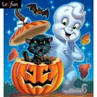 Набор для алмазной живописи LeCfun 5D, алмазная вышивка с изображением тыквы, черного кота, призрака, квадратакруга, стразы, Декор, подарок
