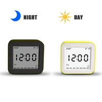 alarm clock multi functional lcd square smart electronic clock time night lcd light table desktop luminous and silent