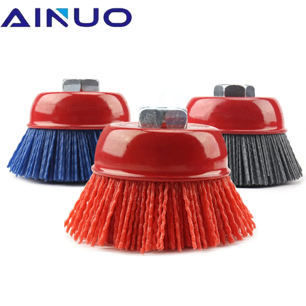 

75 мм, 3 дюйма, чашка, нейлоновая абразивная щетка, колесный ворс, полимерно-абразивная щетка для угловой шлифовальной машины, шлифовка металл...