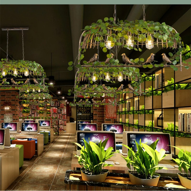 Креативные винтажные подвесные лампы в виде растений птичья клетка промышленная