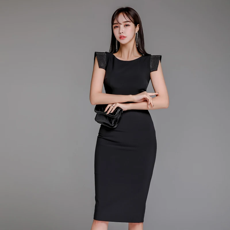 Женское облегающее платье сексуальное вечернее без рукавов офисная одежда для