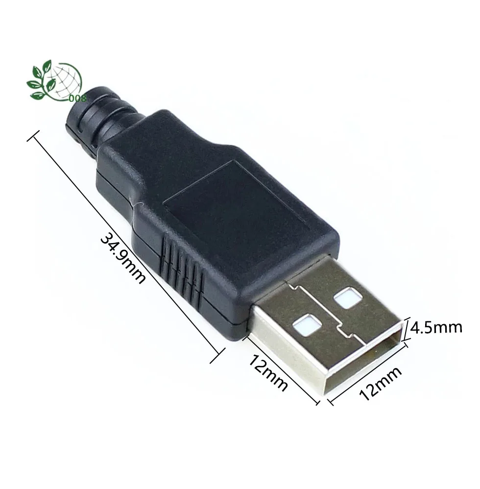 Новинка 10 шт. Тип A входящий штекер USB 4 Pin разъем с черной Пластик крышка |