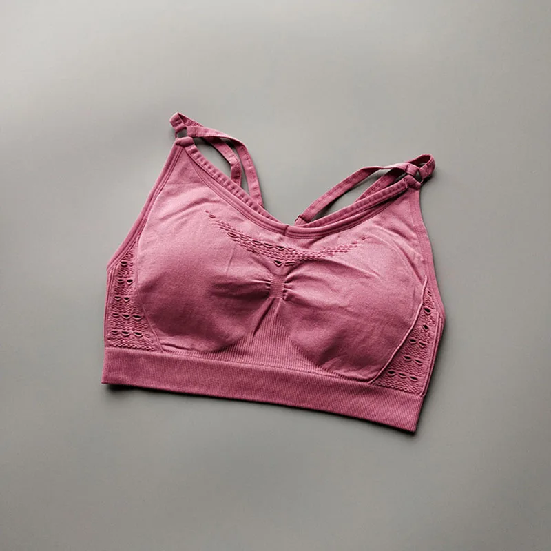 

New Hollow Breathable Ladies Tops Yoga Sports Fitness Sweat-Proof Bra Sports Detachable Vest Underwear