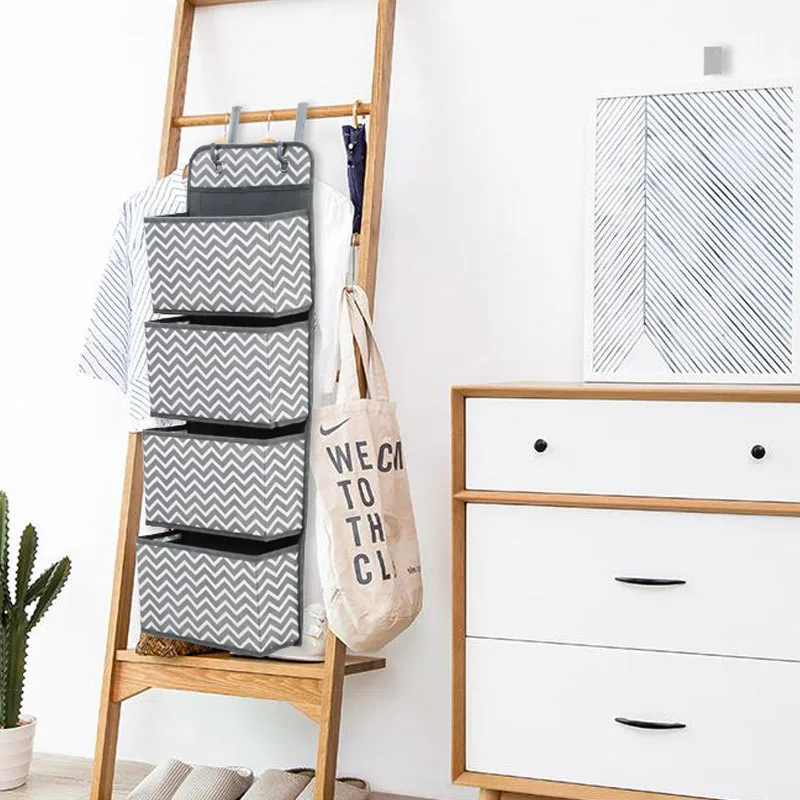 

Hanging Non-woven Hanging Bag Multi-layer Door Back Storage Bag Multifunctional Wardrobe Storage Bag Four Grid Hanging Bag