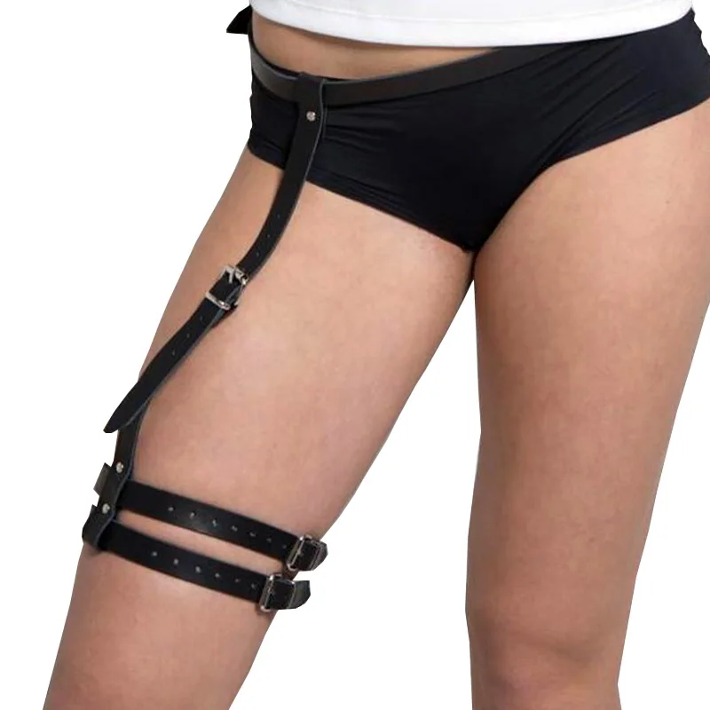 Харадзюку искусственная кожа нижнее белье ремни Чулки на подвязках для женщин