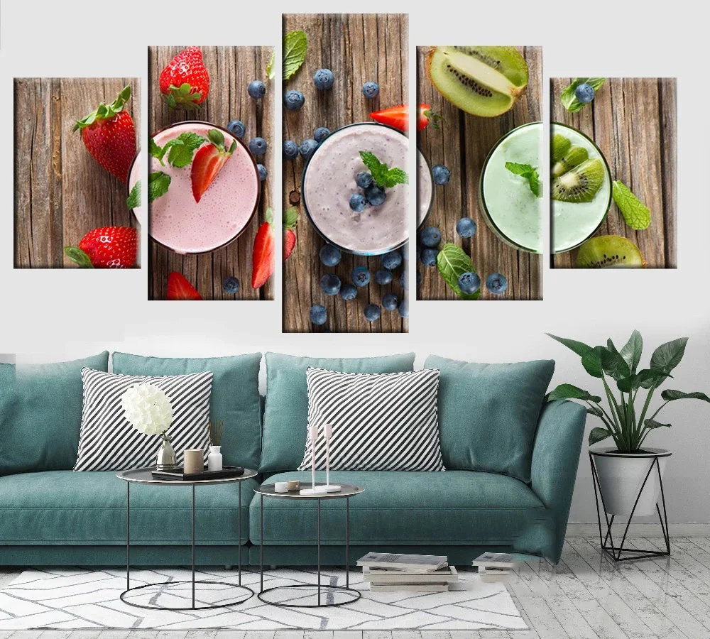 

Modular Picture 5 Panel Kitchen Fruit Poster Painting Modern Canvas Art Wall Picture for Living Room Decoration Canvas Painting