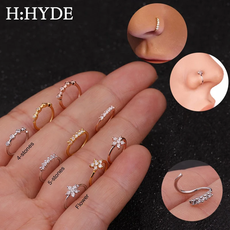 H:HYDE 1 шт. ювелирное украшение для пирсинга носа золотого цвета 20 Г x 8 мм кольцо с