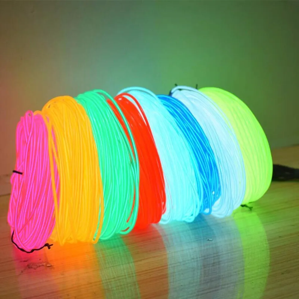 

1/3/5m LED Neon Light Flexible Glow EL Wire Rope Tube tape waterproof use for Shoes Clothing Car Decorative etc